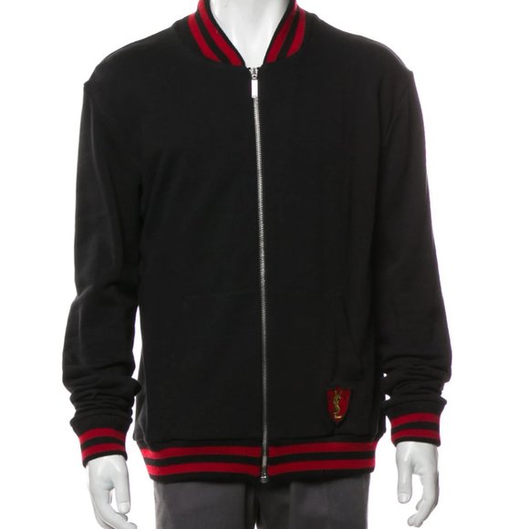 SAINT LAURENT 2017 Colorblock Pattern Varsity Jacket
